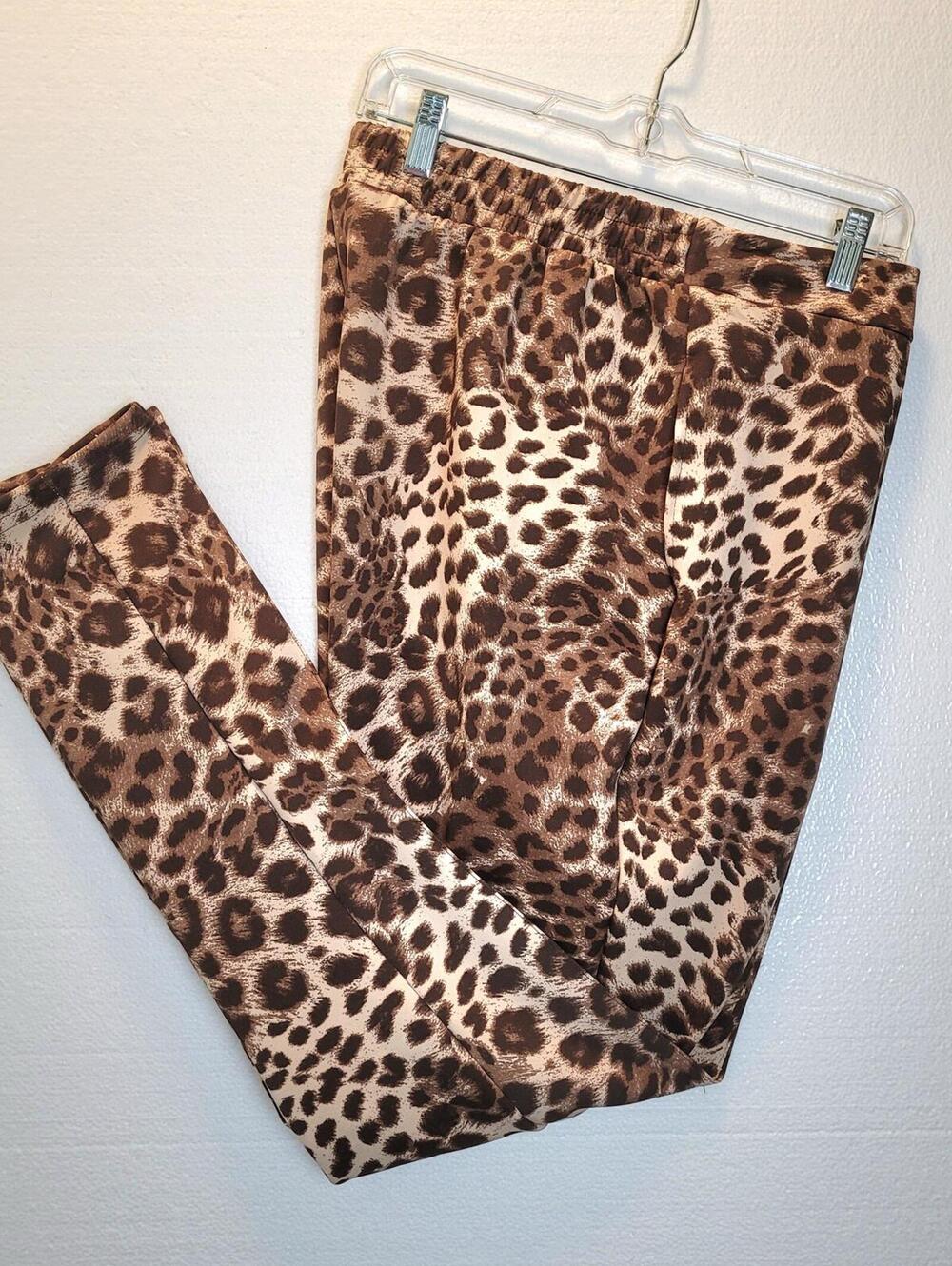 Ashley Sport Leopard Print Stretch Leggings Women's Size 18/20 Pockets Spandex